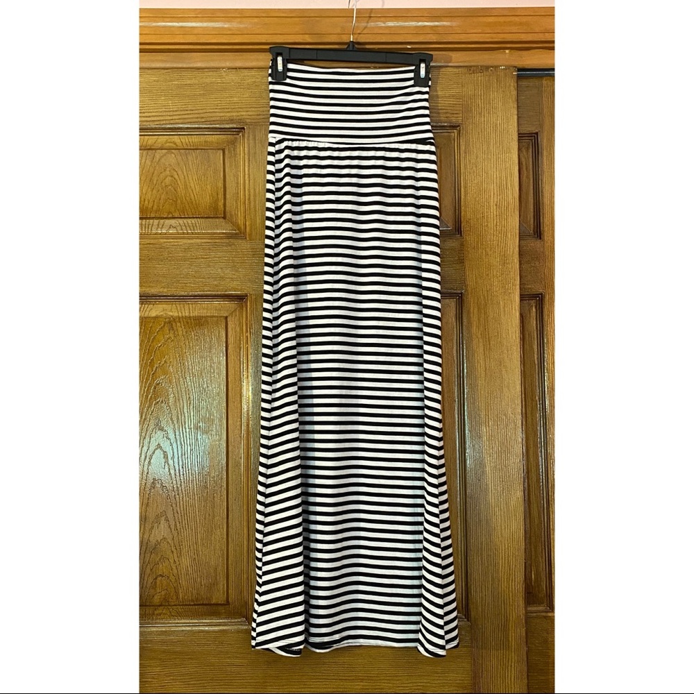 lily white maxi skirt black and white striped